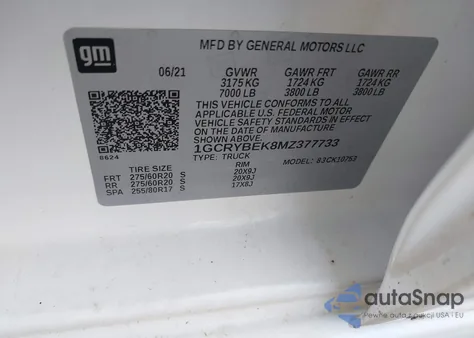 2021 Chevrolet Silverado 1500 4Wd Double Cab Standard Bed Custom из США, поврежденный, VIN 1GCRYBEK8MZ377733